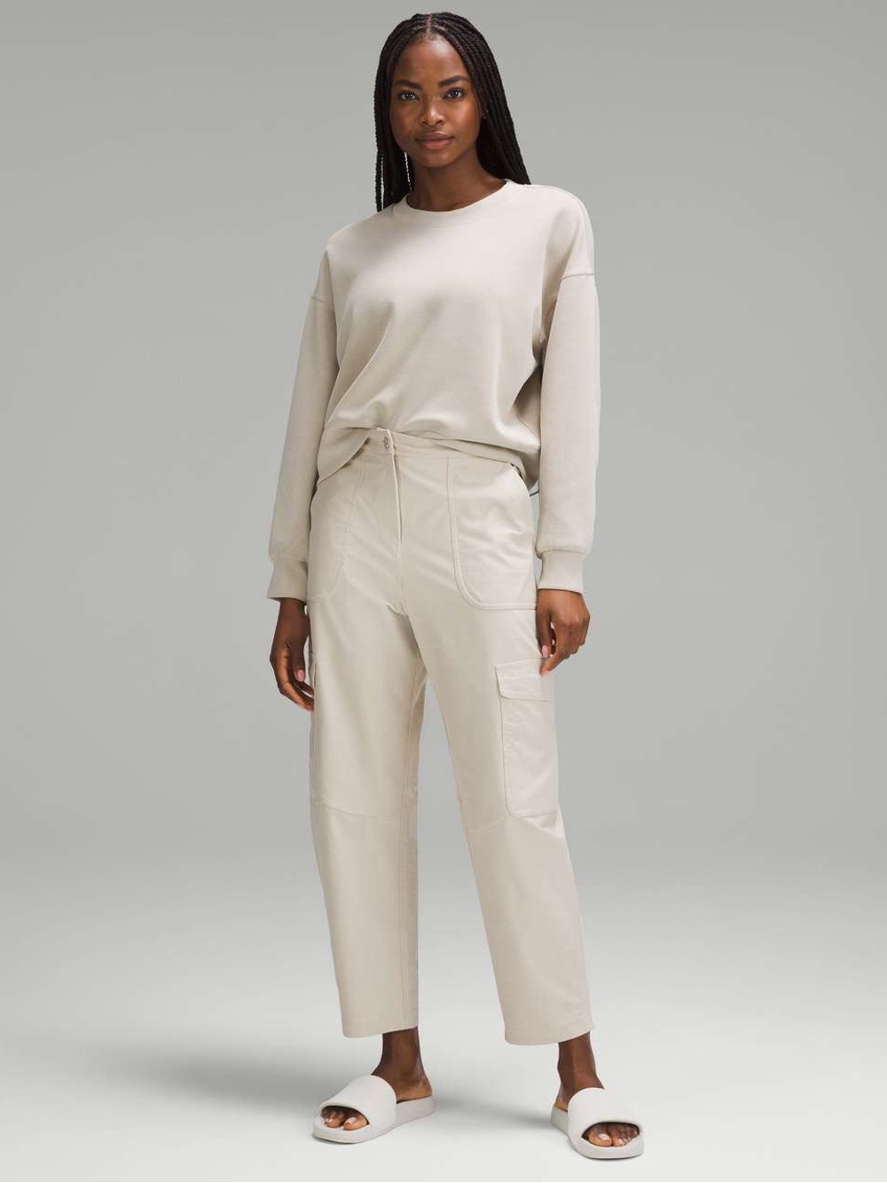 NWOT Lululemon Softstreme Perfectly Oversized Crop Sweatshirt Tan 2